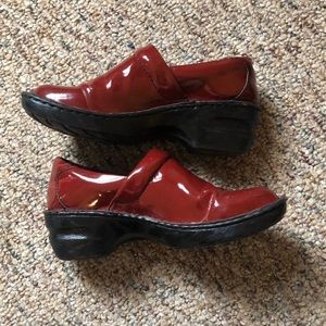 BOC Patent mule clogs in beautiful cherry red